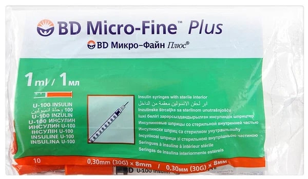 картинка Шприц BD Micro-Fine Plus инс U-100 1,0мл с иглой 30G (0,3x8) от магазина Одежда+